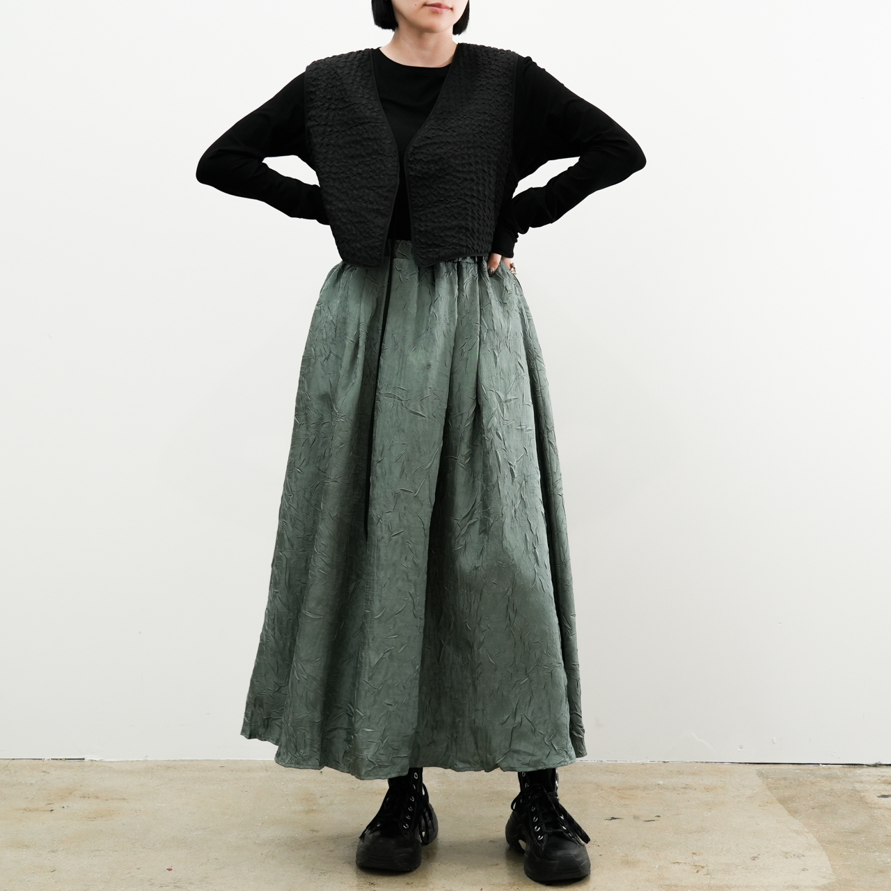 シワ加工タックスカート(R25383) - 画像 (5)