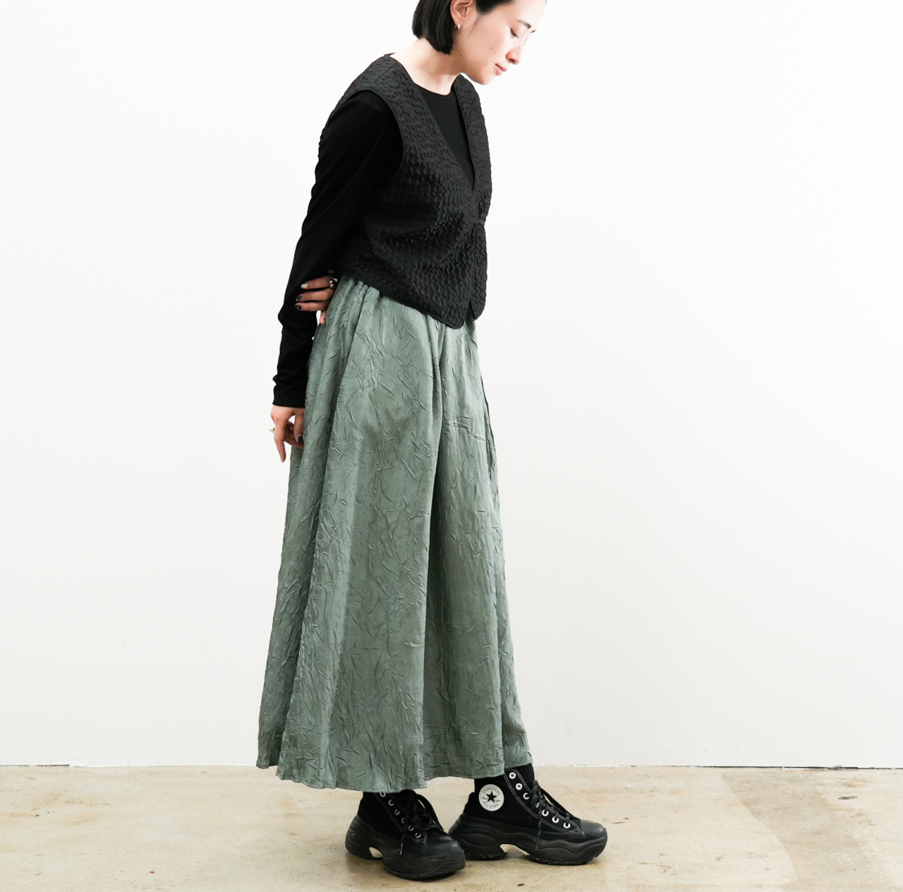 シワ加工タックスカート(R25383) - 画像 (6)