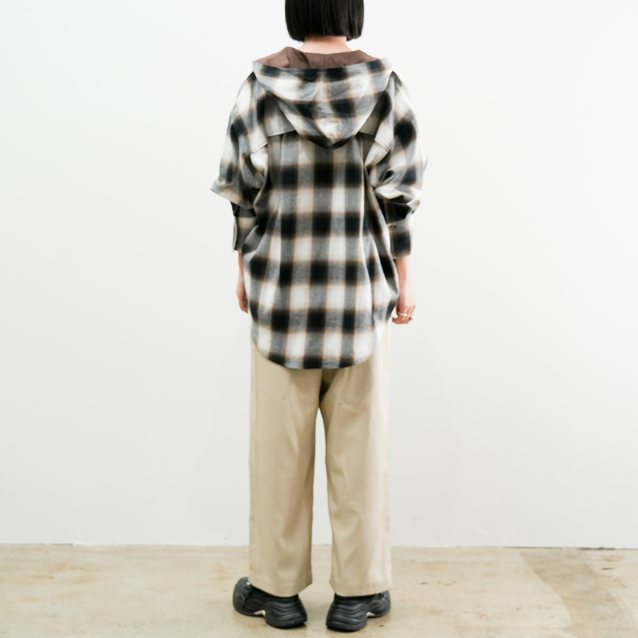 オンブレチェックフードシャツ(R25394) - 画像 (7)