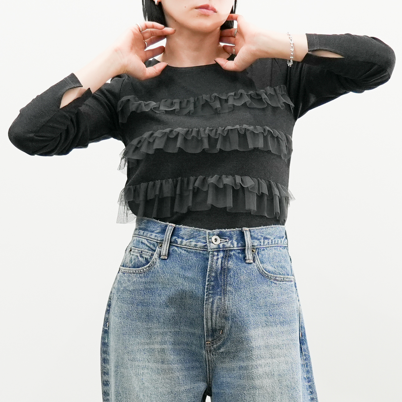 チュールボーダーカットソー(R25322)