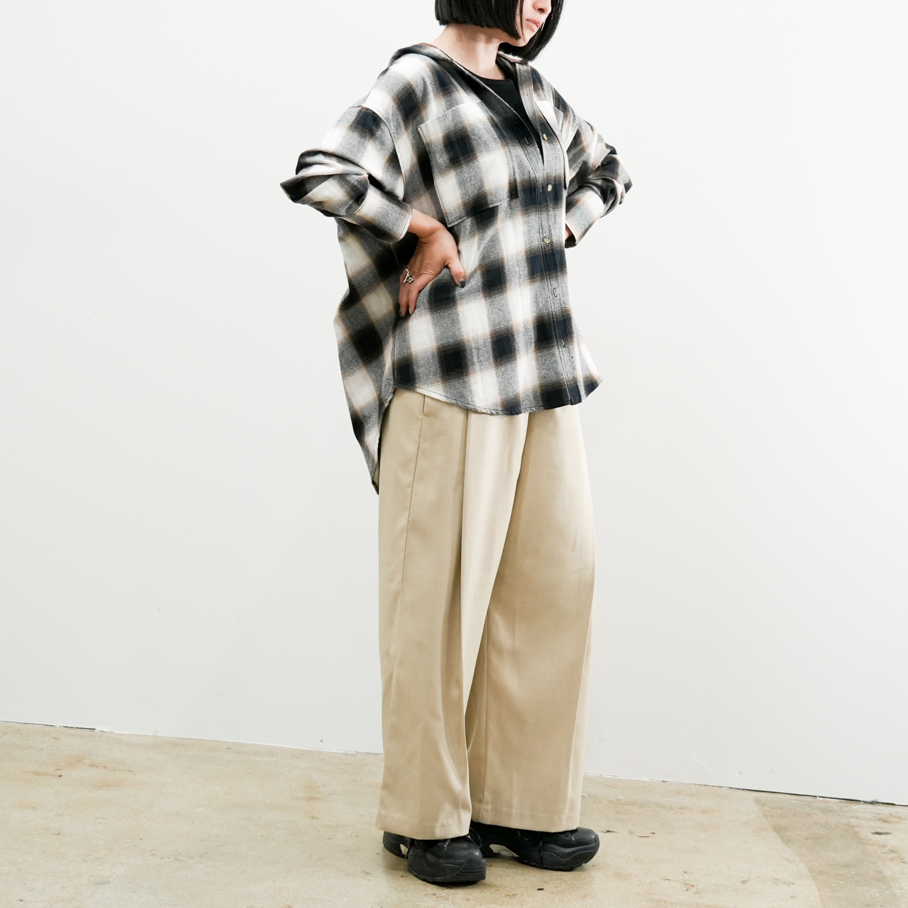 オンブレチェックフードシャツ(R25394) - 画像 (6)